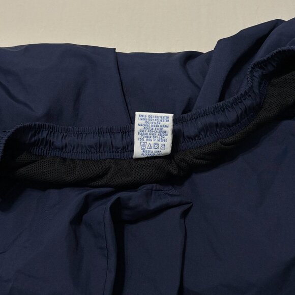 Russell Athletic Navy Track Pants L Zip Hem Mesh Lined Striped Sides Retro 2000s - Picture 6 of 10